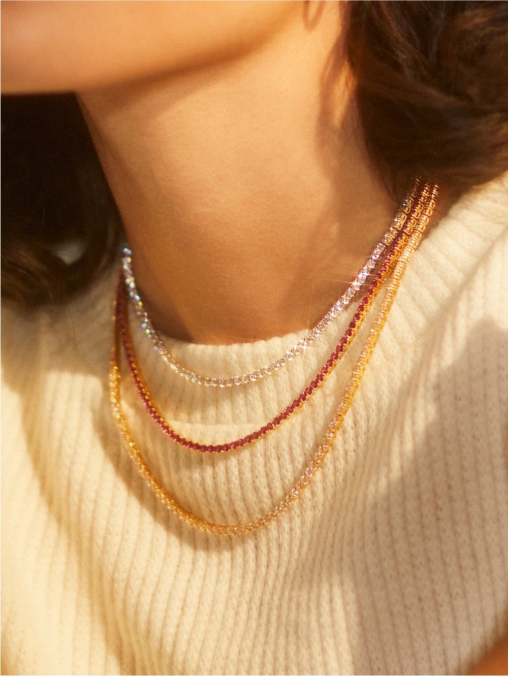 Nadri Gold Love All Adustable Tennis Necklace - Picture 2 of 7